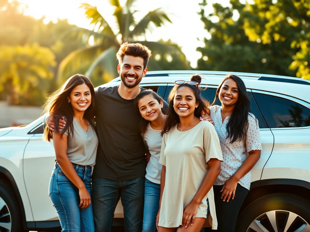 Família tranquila ao lado de veículo protegido pela Ampla